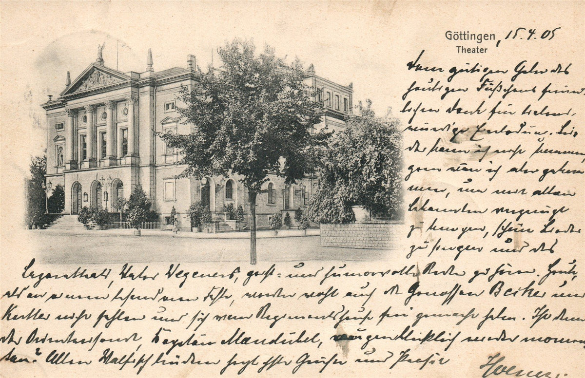 GERMANY GOTTINGEN THEATER 1905 ANTIQUE POSTCARD