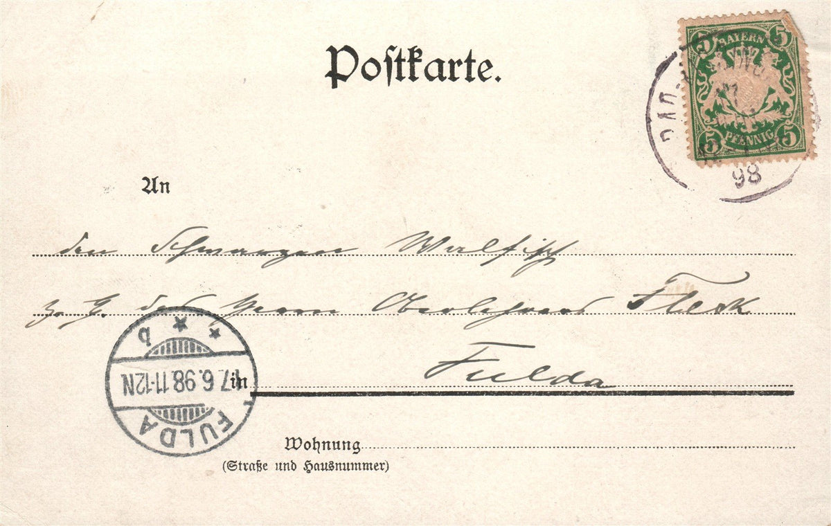 GERMANY GRUSS AUS KISSINGEN 1898 ANTIQUE POSTCARD
