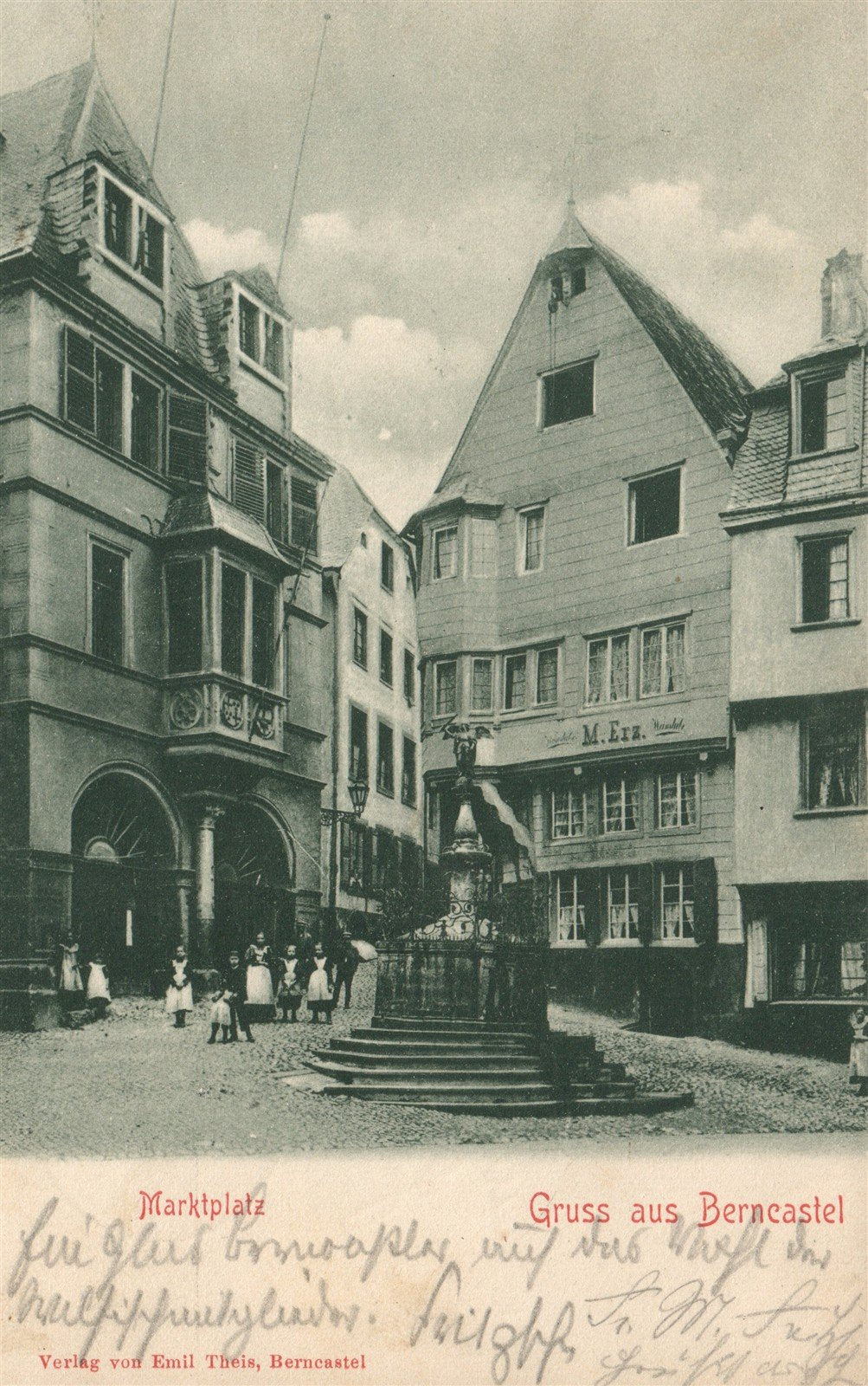 GERMANY GRUSS AUS BERNCASTEL 1902 ANTIQUE POSTCARD