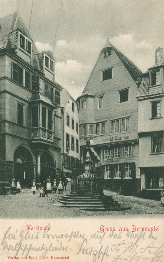 GERMANY GRUSS AUS BERNCASTEL 1902 ANTIQUE POSTCARD