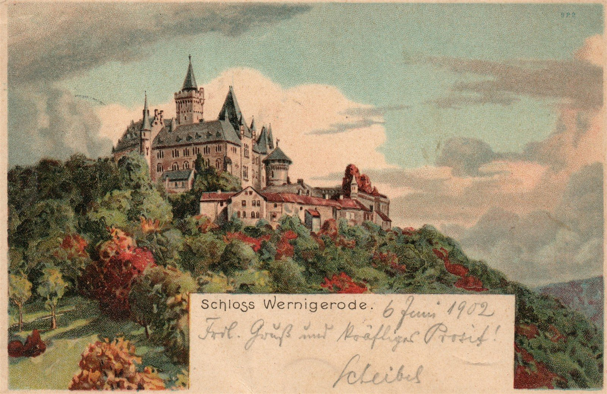GERMANY SCHLOSS WERNIGERODE 1902 ANTIQUE POSTCARD