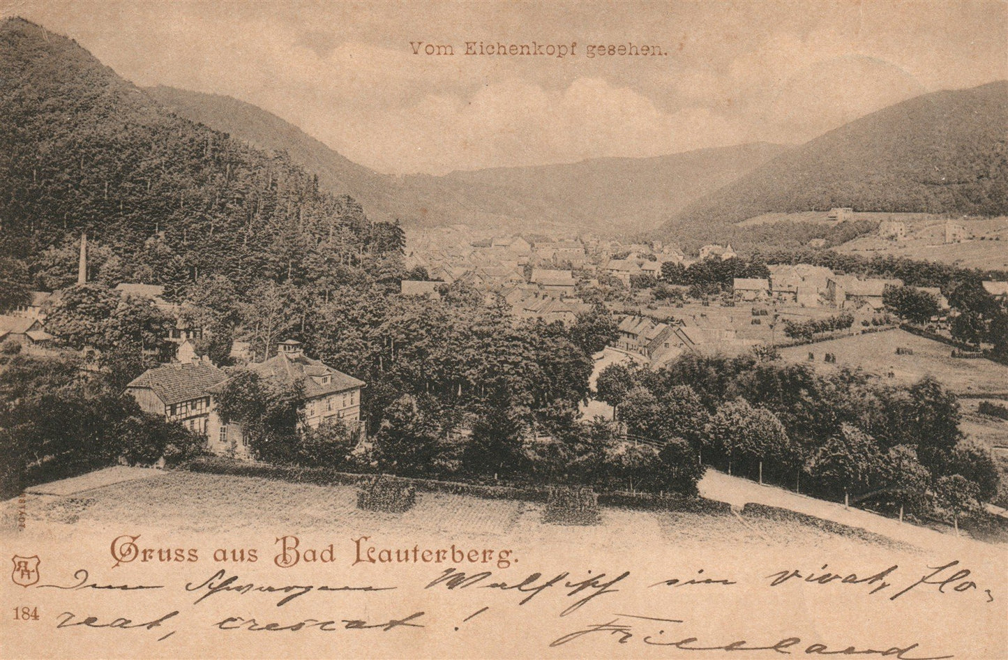 GERMANY GRUSS AUS BAD LAUTERBERG 1899 ANTIQUE POSTCARD