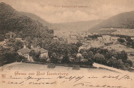 GERMANY GRUSS AUS BAD LAUTERBERG 1899 ANTIQUE POSTCARD