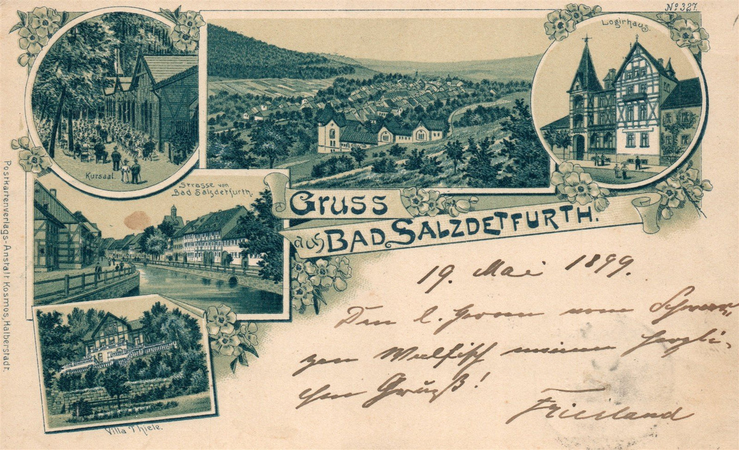 GERMANY GRUSS AUS BAD SALZDETFURTH 1899 ANTIQUE POSTCARD