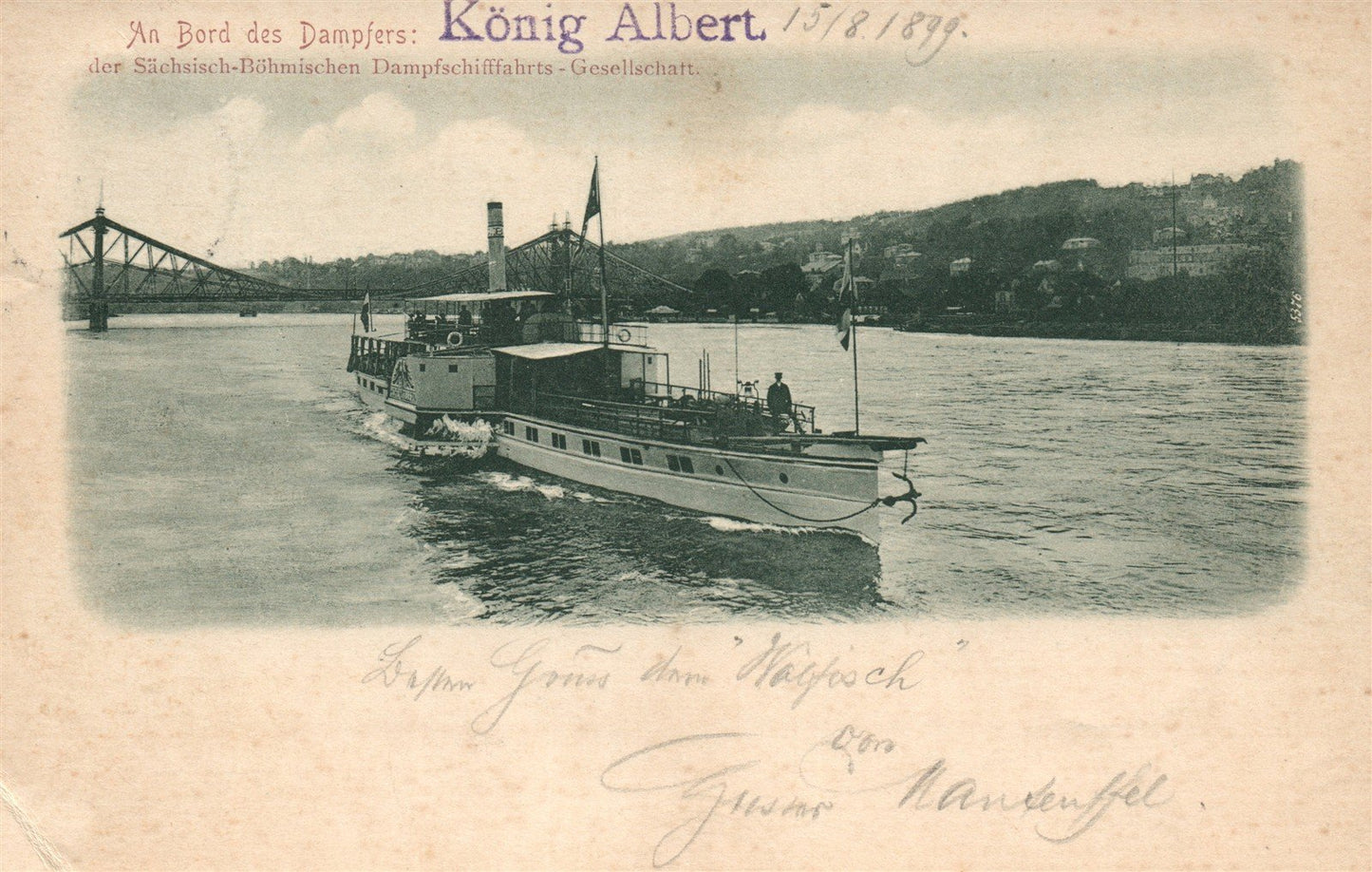 GERMANY SHIP KONIG ALBERT 1899 ANTIQUE POSTCARD