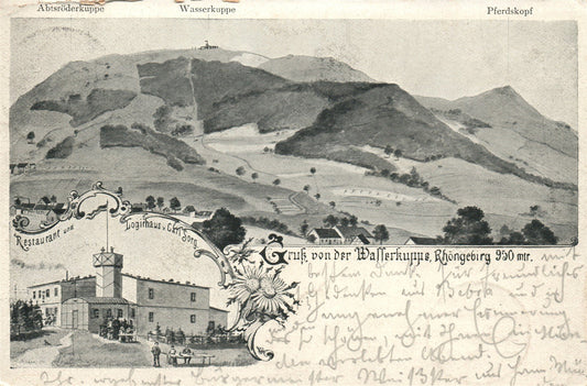 GERMANY WASSERKUPPE in RHON MOUNTAINS ANTIQUE POSTCARD