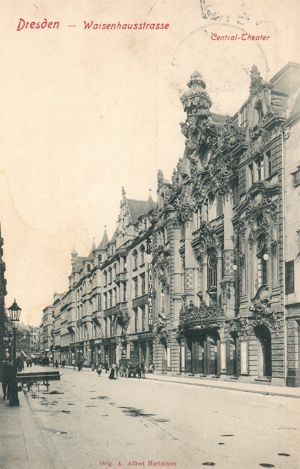 GERMANY DRESDEN CENTRAL THEATER ANTIQUE POSTCARD