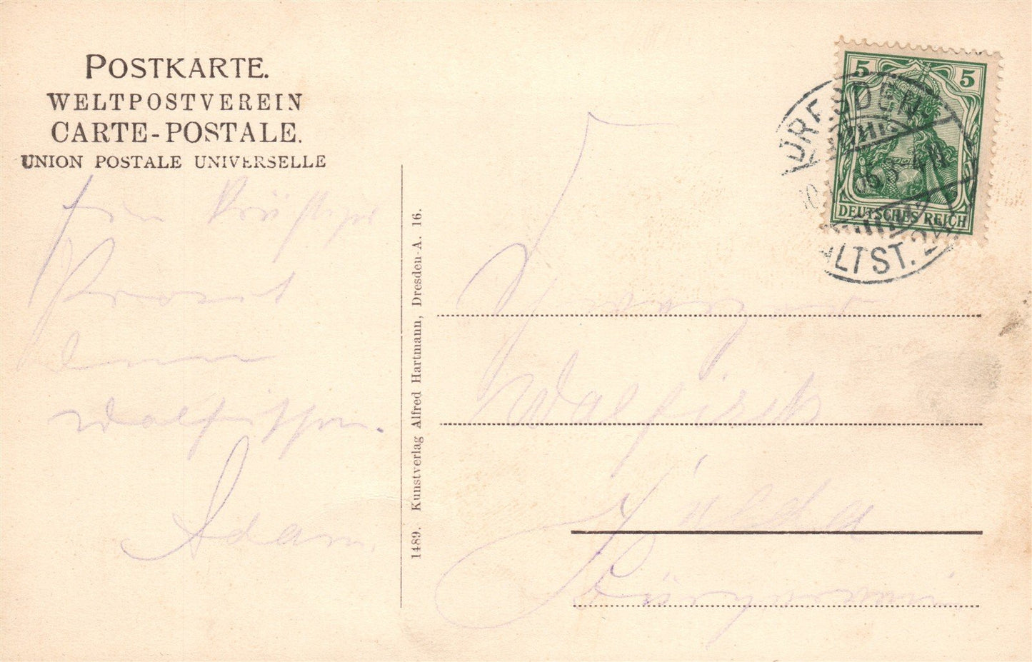GERMANY DRESDEN CENTRAL THEATER ANTIQUE POSTCARD