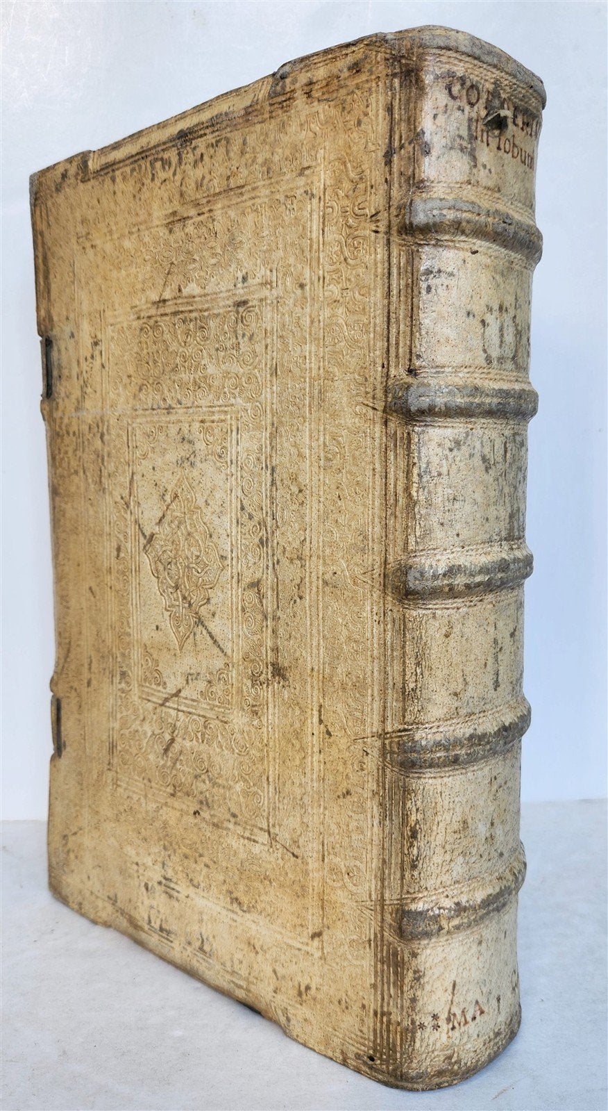 1646 BIBLE EXEGESIS of BOOK of JOB PIGSKIN BOUND FOLIO antique PLANTIN PRESS