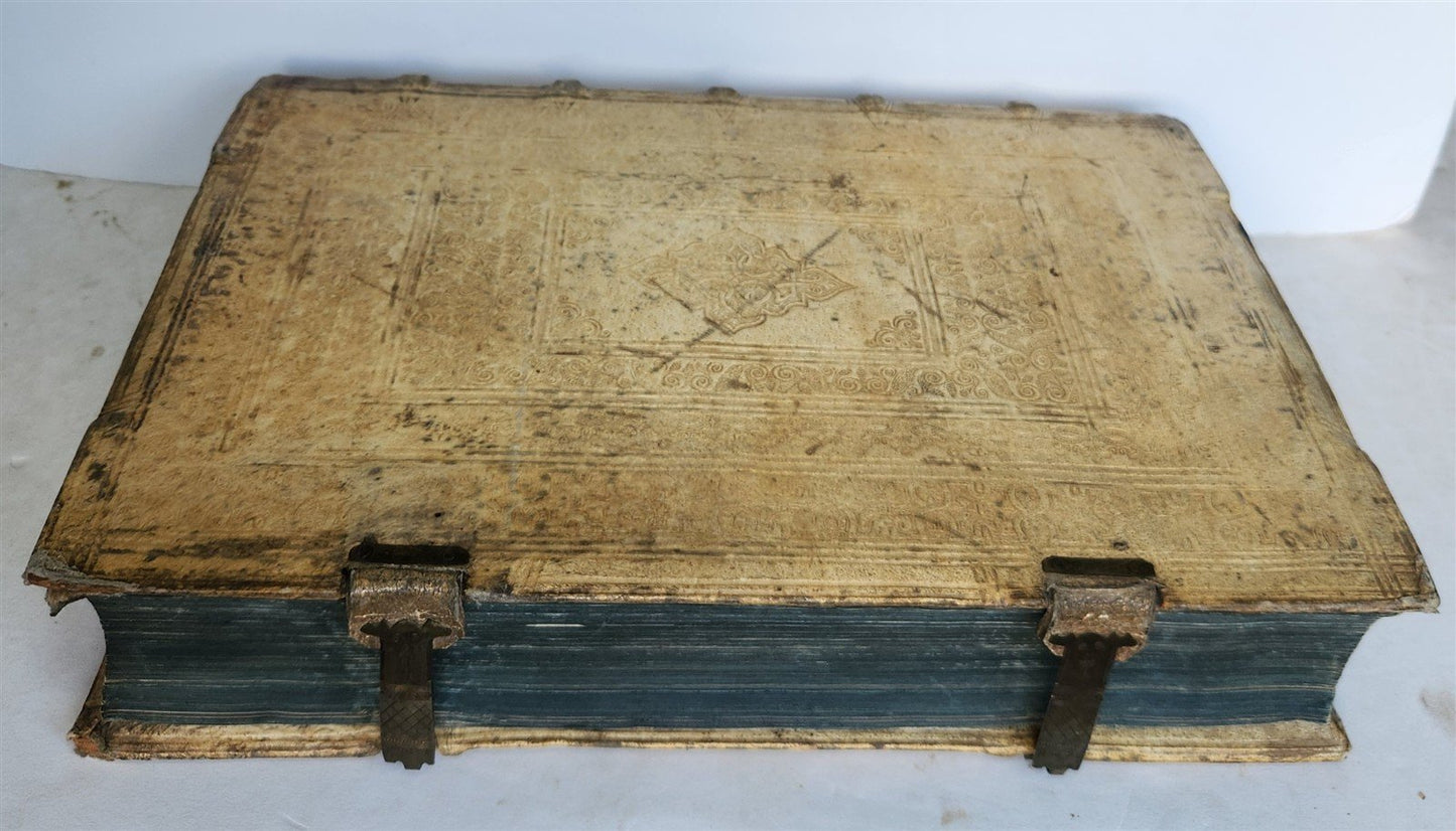 1646 BIBLE EXEGESIS of BOOK of JOB PIGSKIN BOUND FOLIO antique PLANTIN PRESS