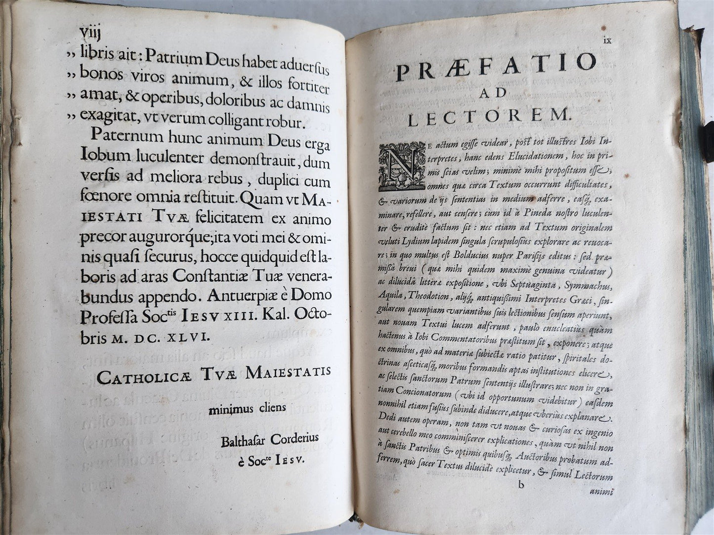 1646 BIBLE EXEGESIS of BOOK of JOB PIGSKIN BOUND FOLIO antique PLANTIN PRESS