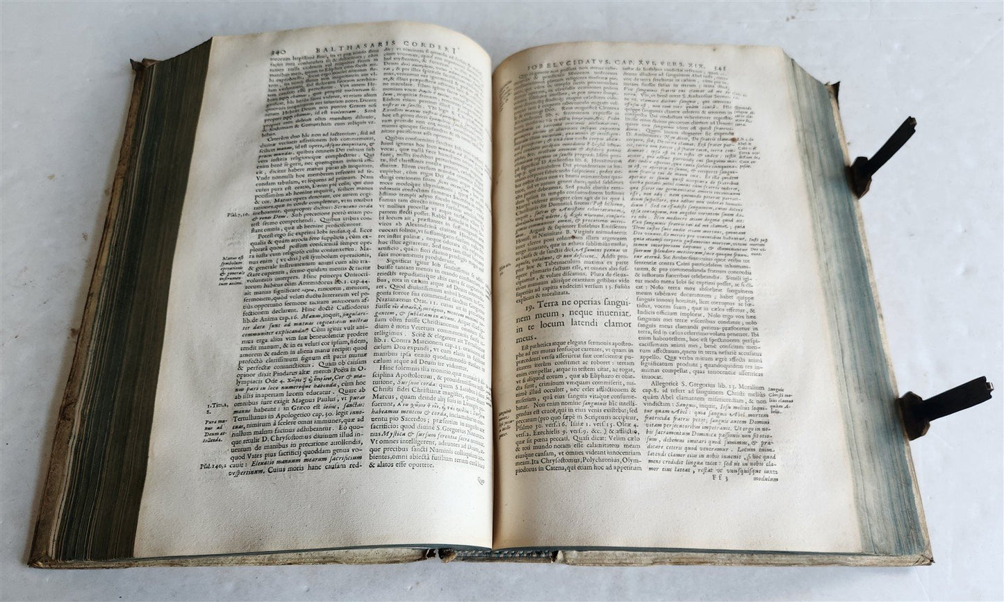 1646 BIBLE EXEGESIS of BOOK of JOB PIGSKIN BOUND FOLIO antique PLANTIN PRESS