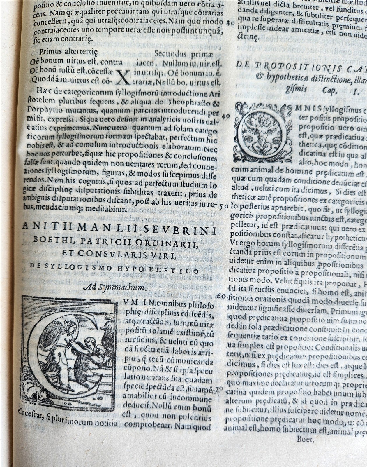1585 ARISTOTELIS DIALECTICA by Manlius Boethius FOLIO antique Gryphius Press