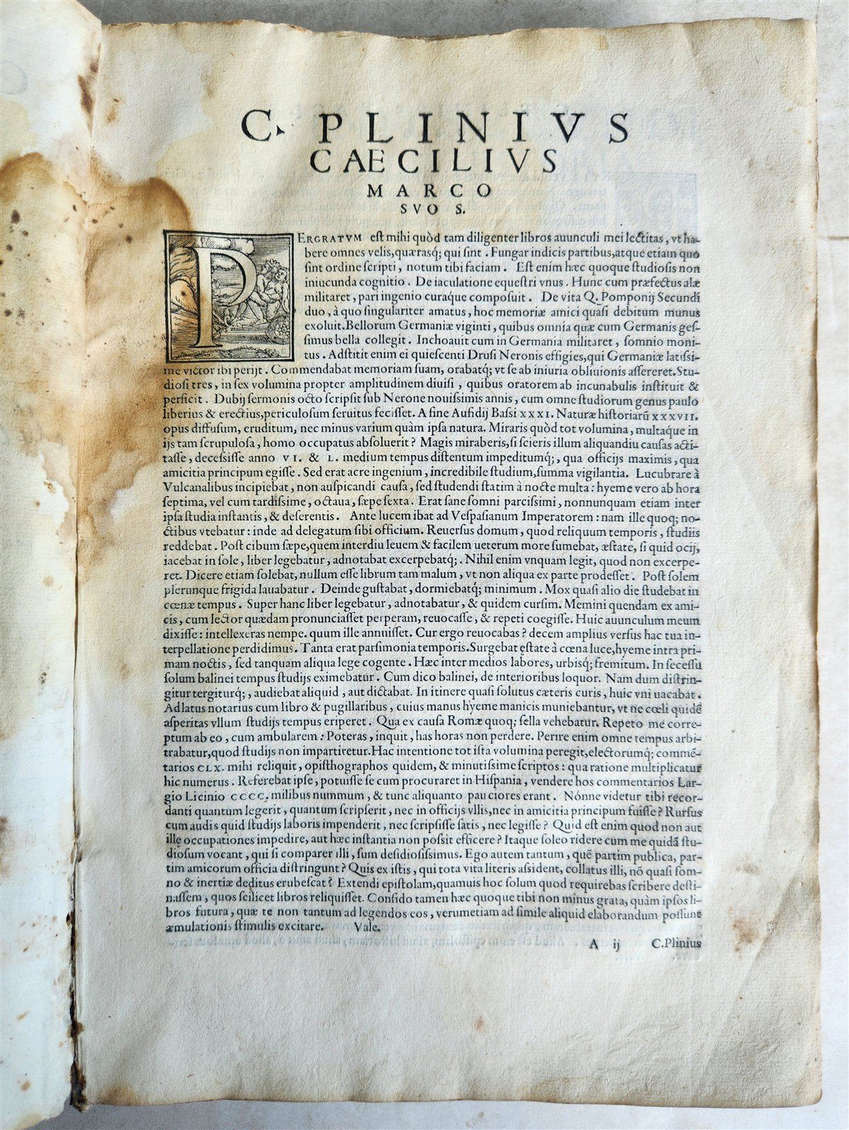 1558 ALDINE PRESS NATURAL HISTORY by Pliny the Younger VELLUM FOLIO antique
