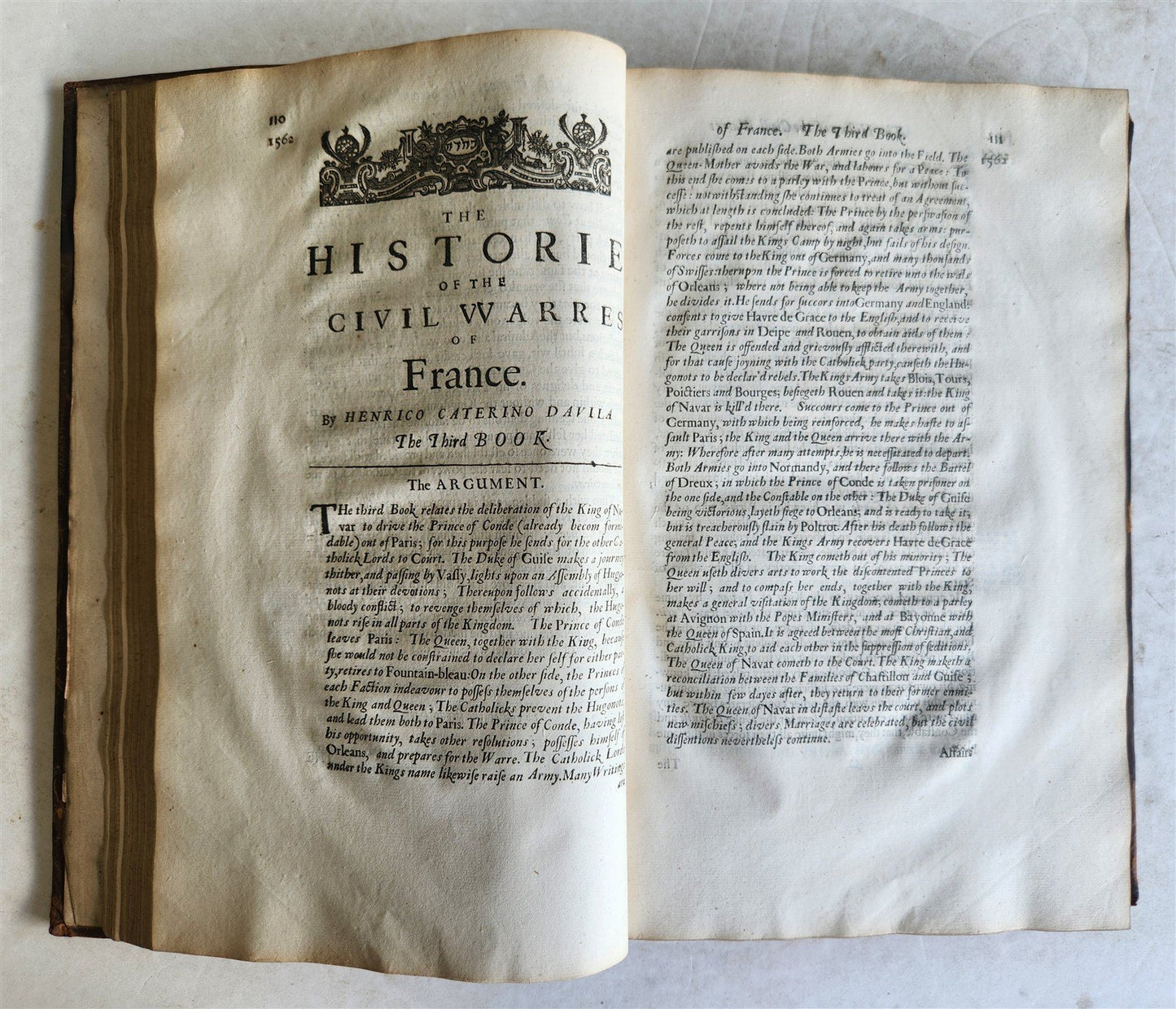 1647 HISTORY of CIVIL WARS in FRANCE by Henrico Davila FOLIO antique in ENGLISH