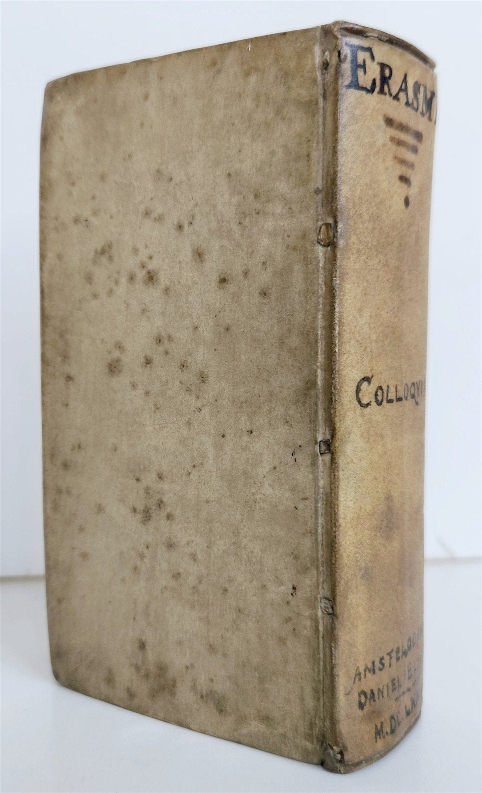 1677 ERASMUS Colloquia nunc emendatiora ELZEVIR PRESS antique VELLUM BINDING