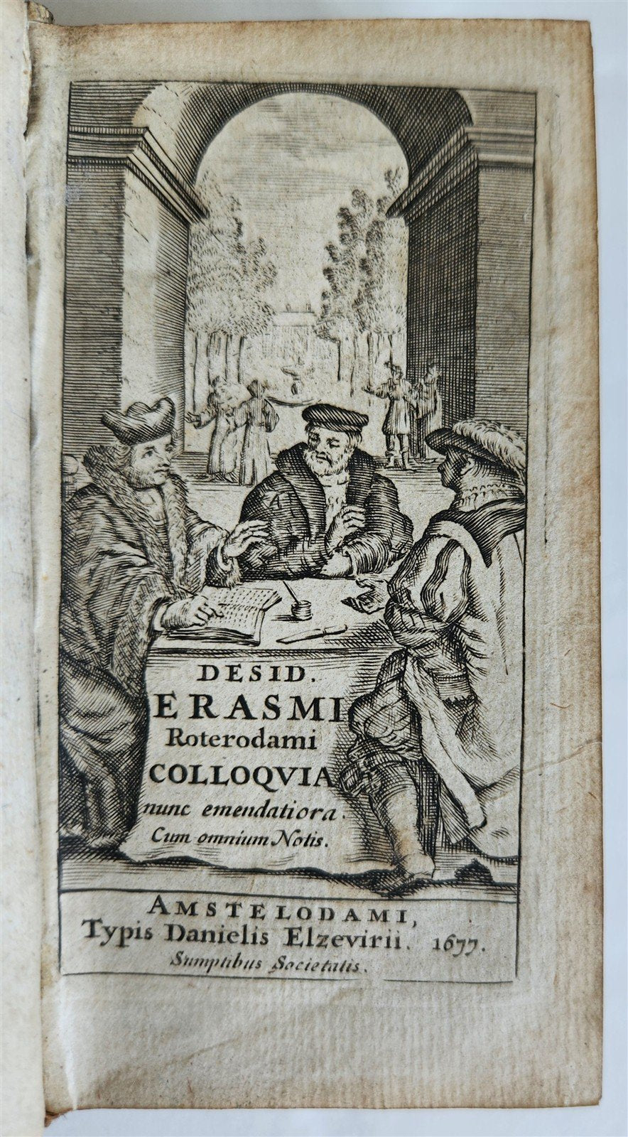 1677 ERASMUS Colloquia nunc emendatiora ELZEVIR PRESS antique VELLUM BINDING