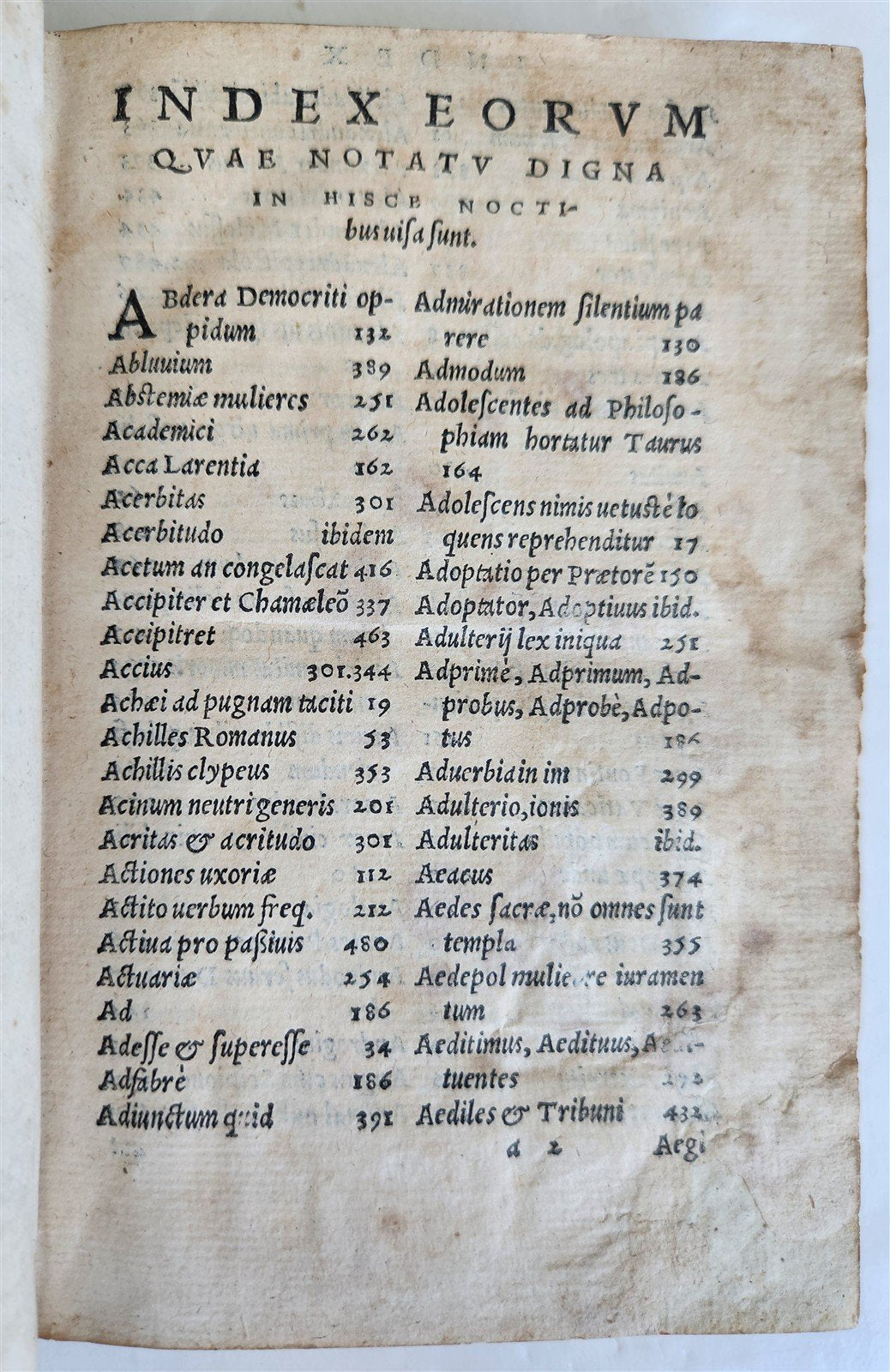 1546 ATTIC NIGHTS Aulus Gellius antique Noctes Atticae Sebastian Gryphius Press