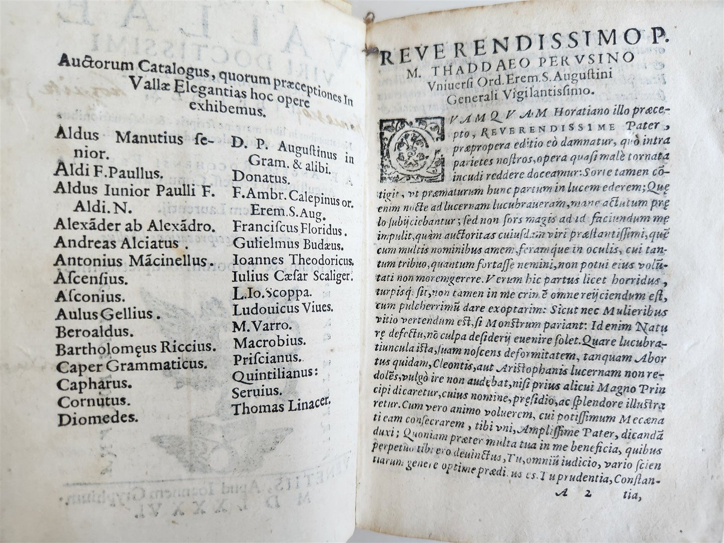 1586 Lorenzo Valla Elegantiarum linguae Latine ANTIQUE Johann Gryphius Press