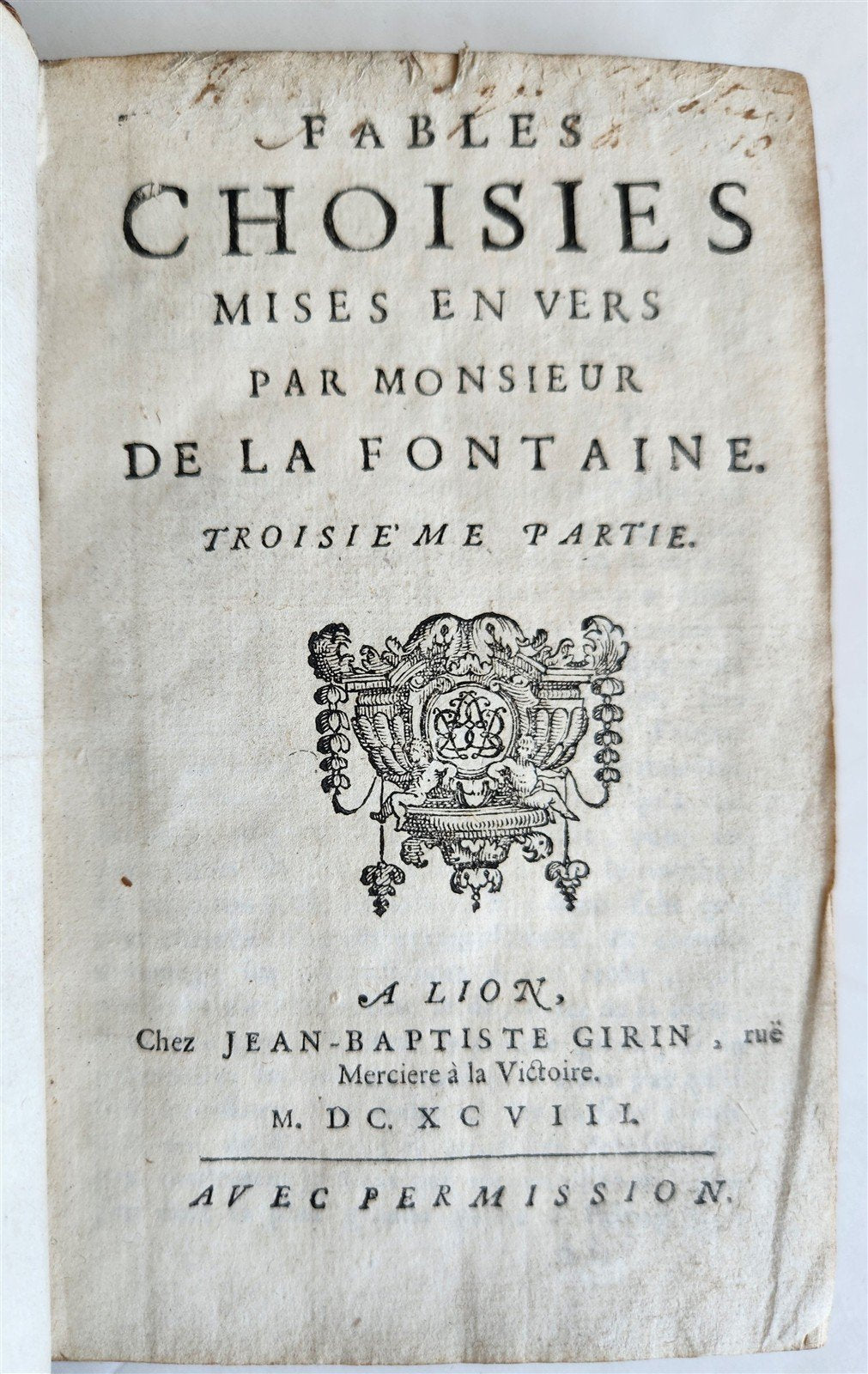 1698 FABLES by LA FONTAINE antique FULLY ILLUSTRATED EARLY EDITION