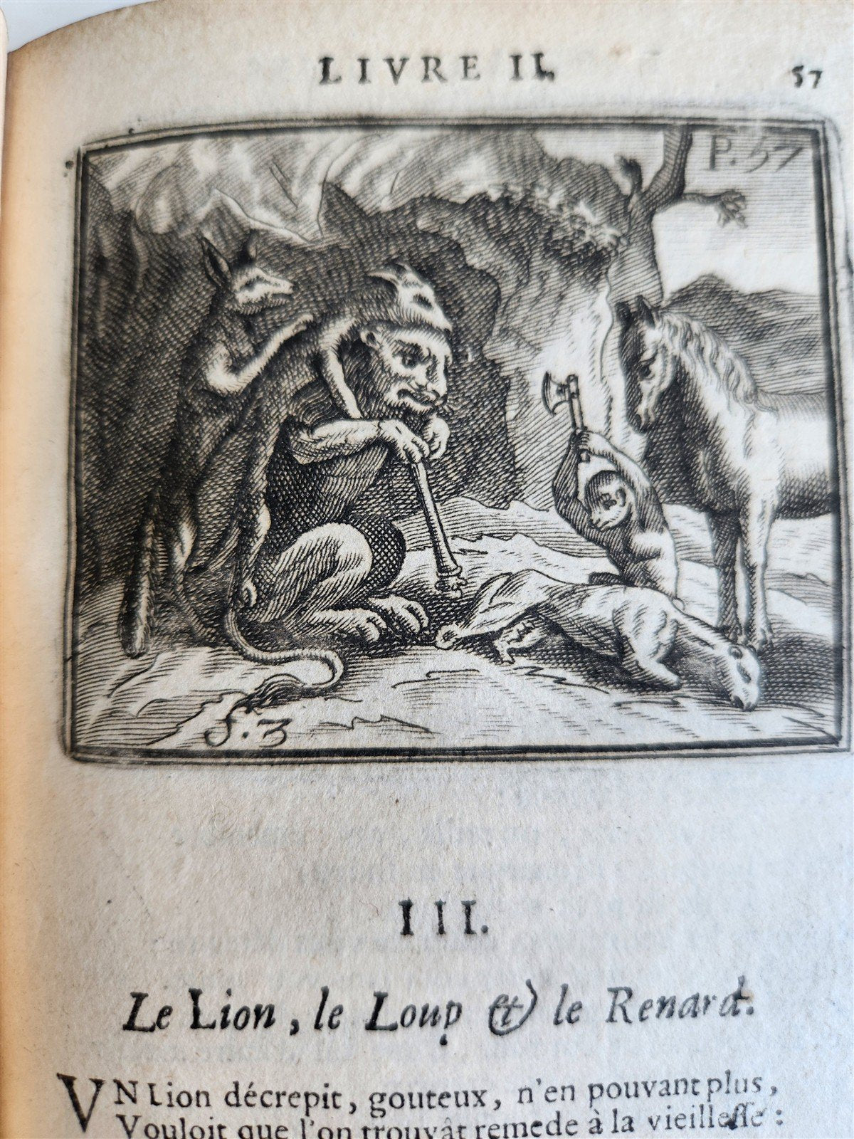 1698 FABLES by LA FONTAINE antique FULLY ILLUSTRATED EARLY EDITION