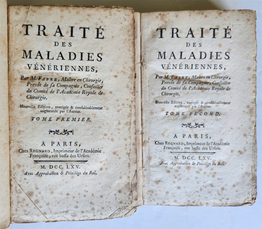 1765 MEDICAL TREATISE on VENEREAL DISEASES antique 2 VOLUMES in FRENCH