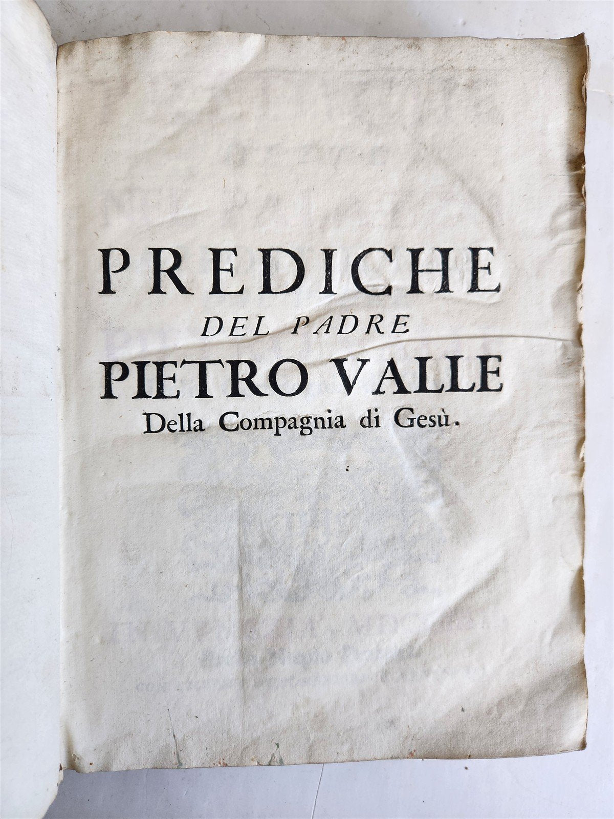 1713 SERMONS of PIETRO VALLE in ITALIAN antique VELLUM BINDING