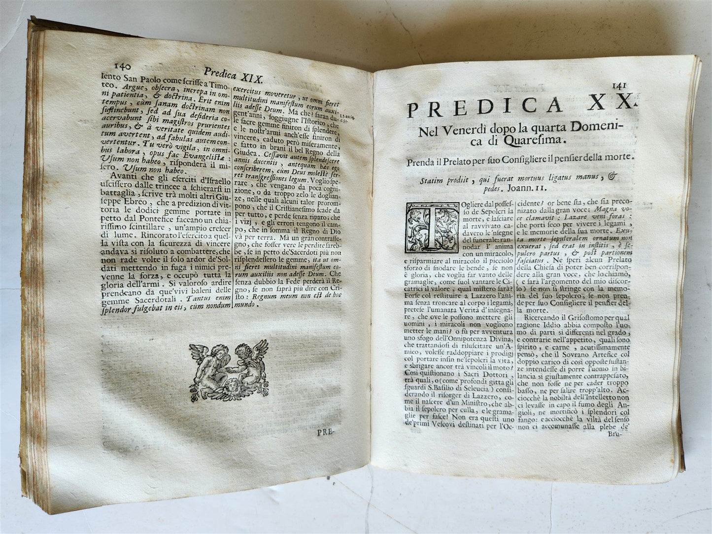 1713 SERMONS of PIETRO VALLE in ITALIAN antique VELLUM BINDING