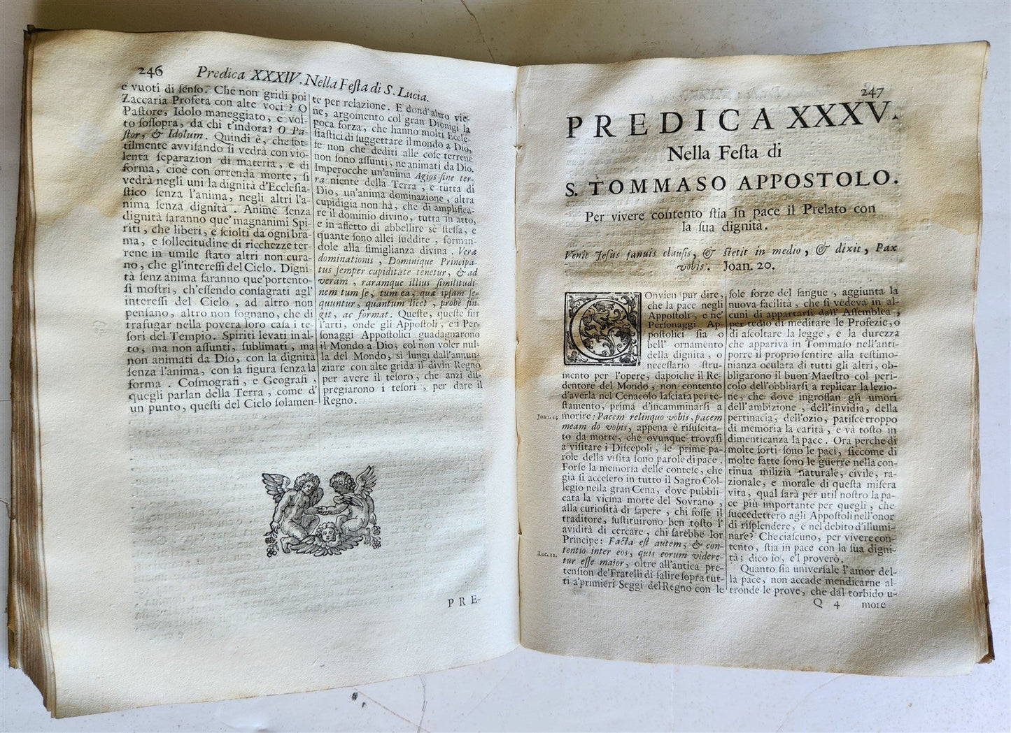 1713 SERMONS of PIETRO VALLE in ITALIAN antique VELLUM BINDING