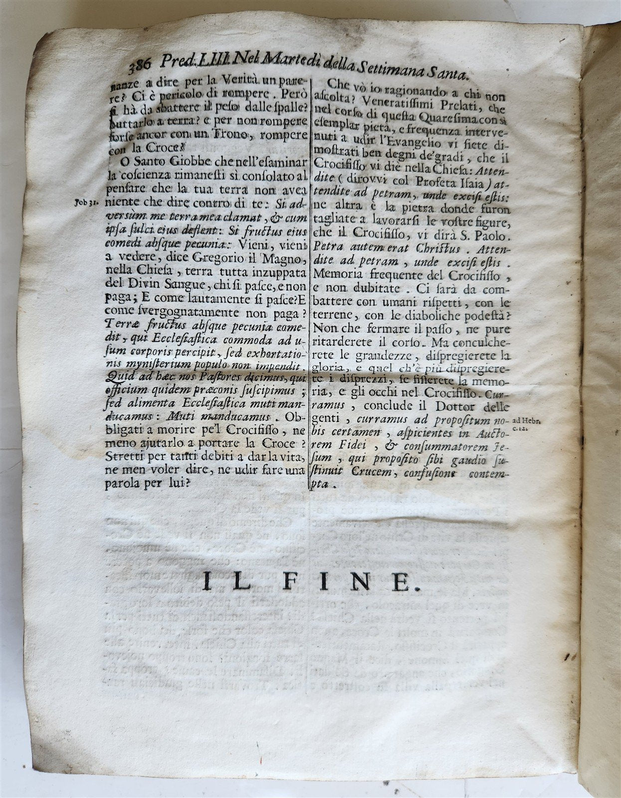 1713 SERMONS of PIETRO VALLE in ITALIAN antique VELLUM BINDING