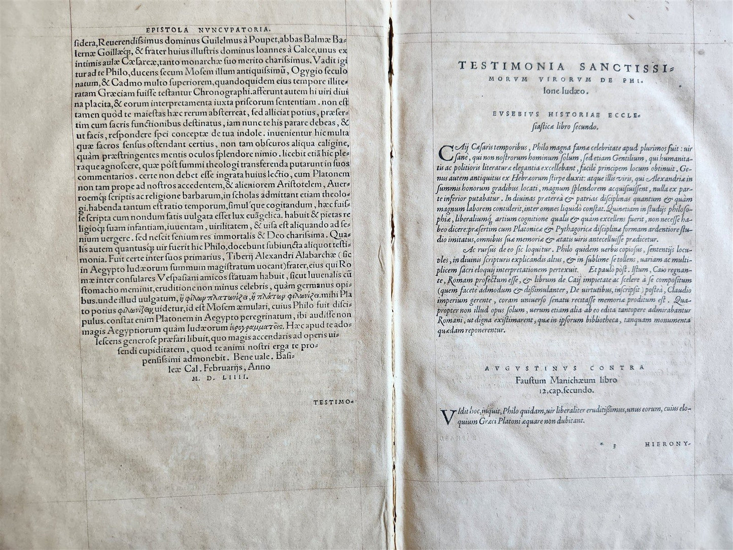 1561 PHILO OF ALEXANDRIA Judaica FOLIO antique Philonis Iudaei Scriptoris
