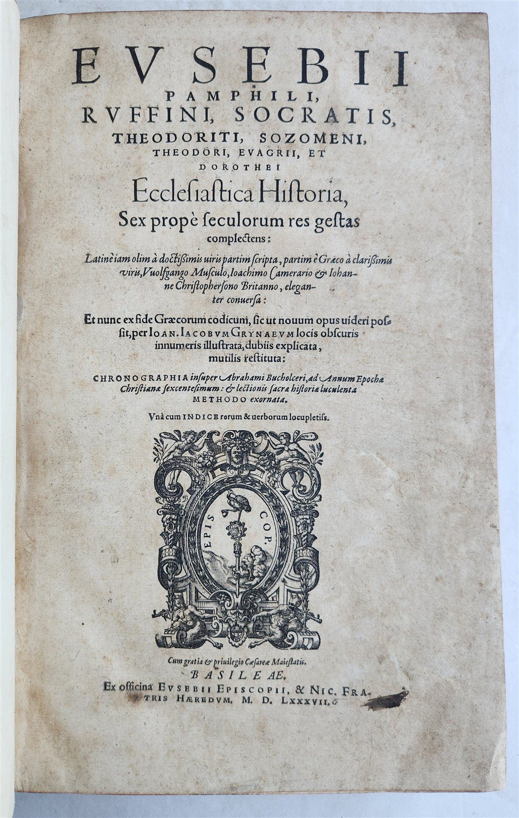 1587 EUSEBIUS CHRISTIAN HISTORY & BIOGRAPHY OF EMPEROR CONSTANTINE FOLIO antique