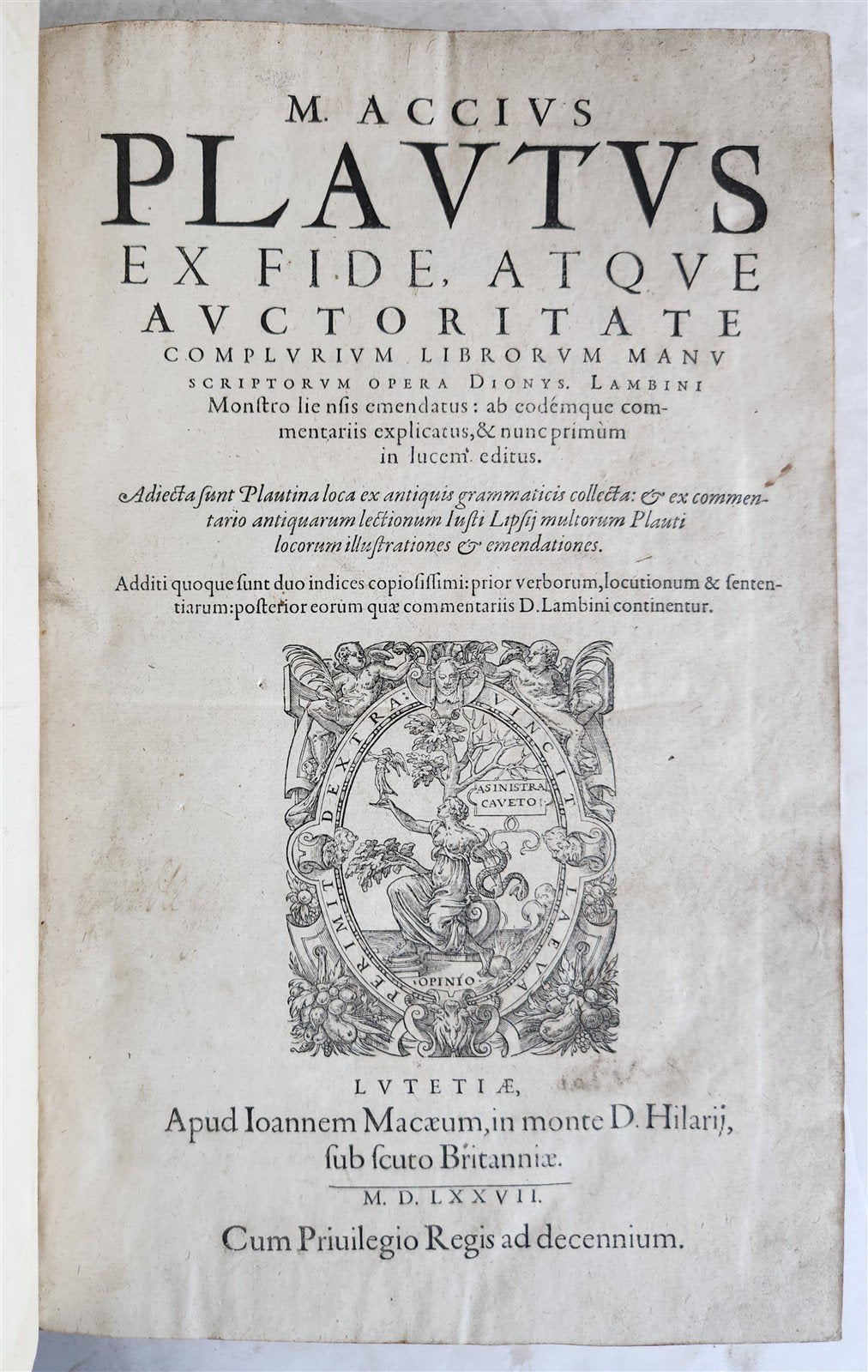 1577 COMEDIES by PLAUTUS Ex Fide, Atque Auctoritate FOLIO antique 16th CENTURY