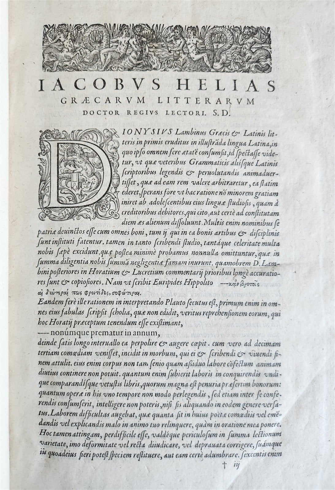 1577 COMEDIES by PLAUTUS Ex Fide, Atque Auctoritate FOLIO antique 16th CENTURY