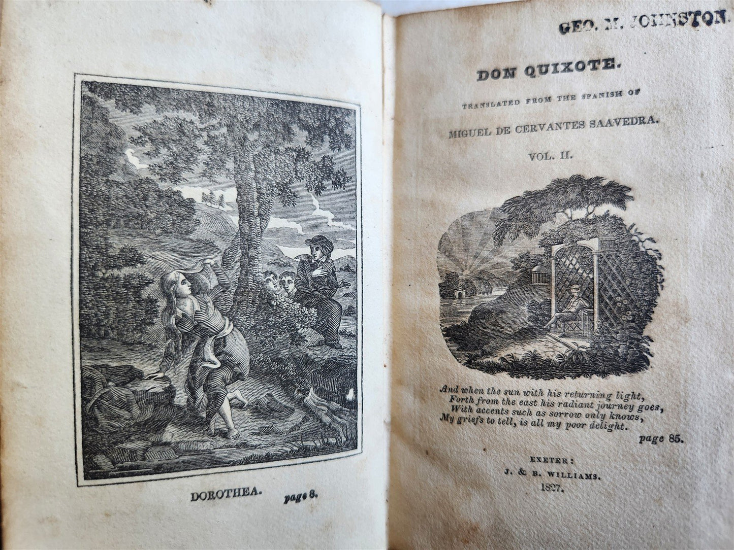 1828 DON QUIXOTE by CERVANTES antique AMERICAN EDITION