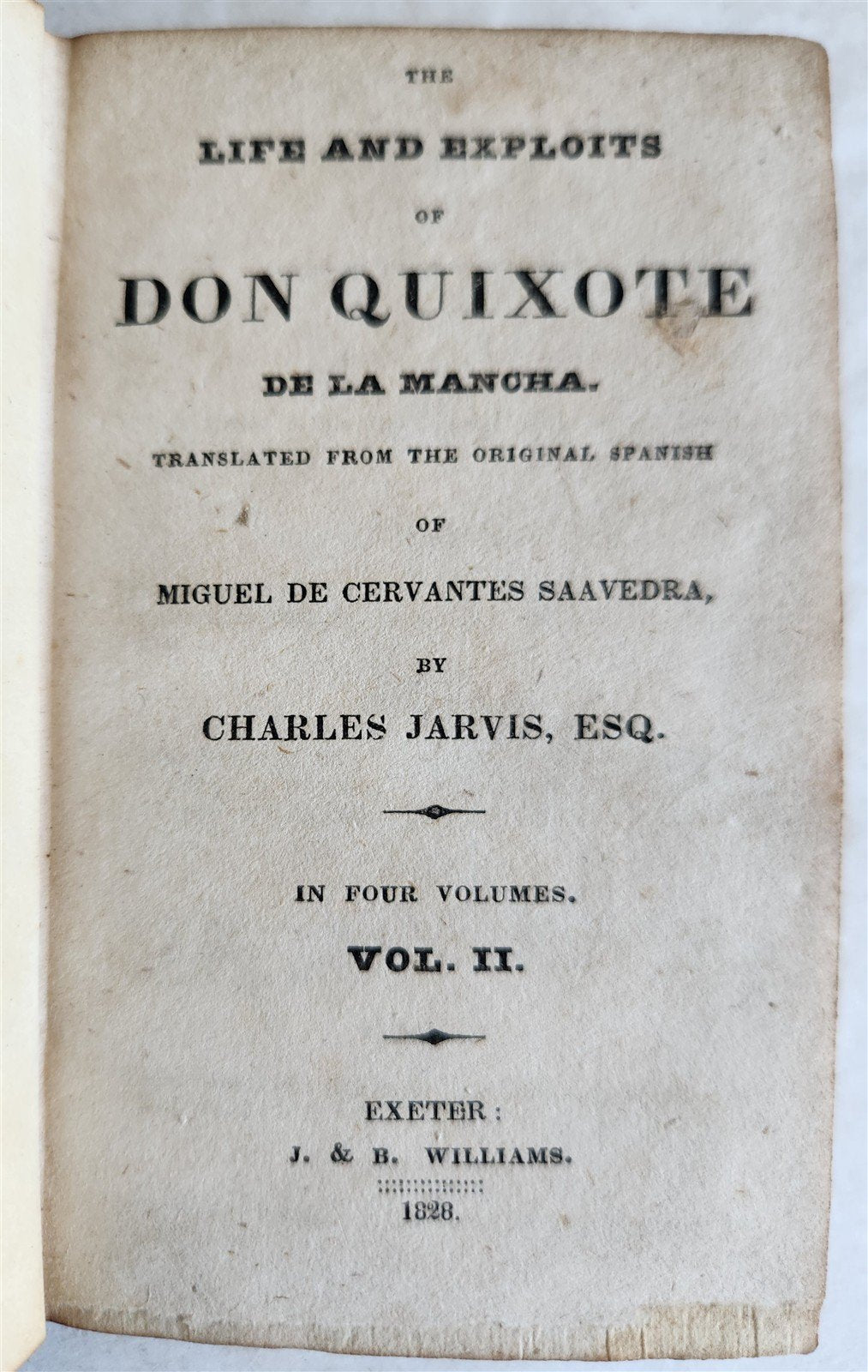 1828 DON QUIXOTE by CERVANTES antique AMERICAN EDITION