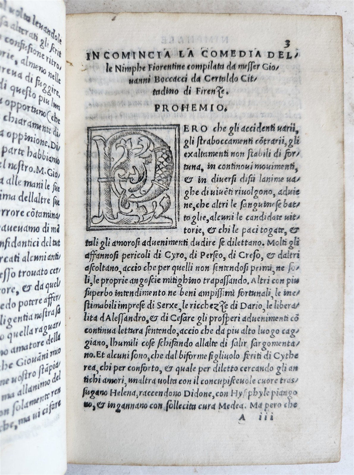 1524 POST-INCUNABULA G. BOCCACCIO Ametoover Comedia Nimphe Florintine antique