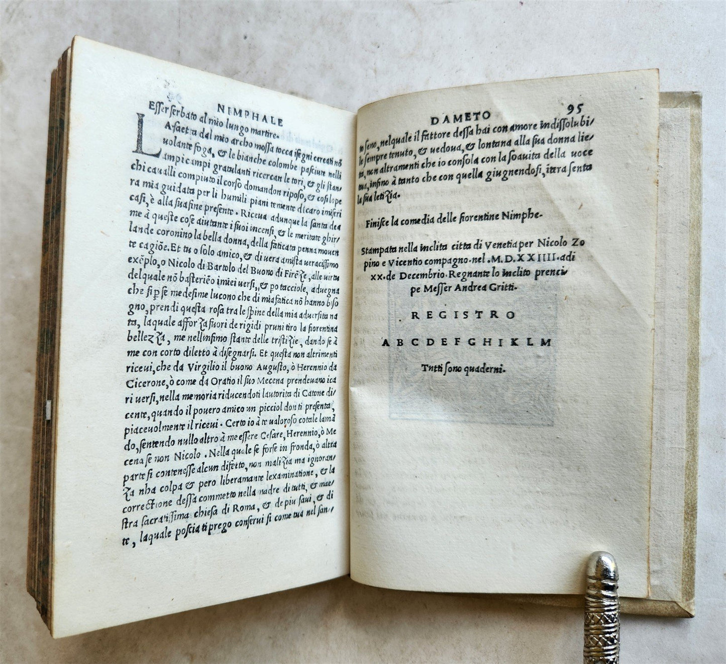 1524 POST-INCUNABULA G. BOCCACCIO Ametoover Comedia Nimphe Florintine antique