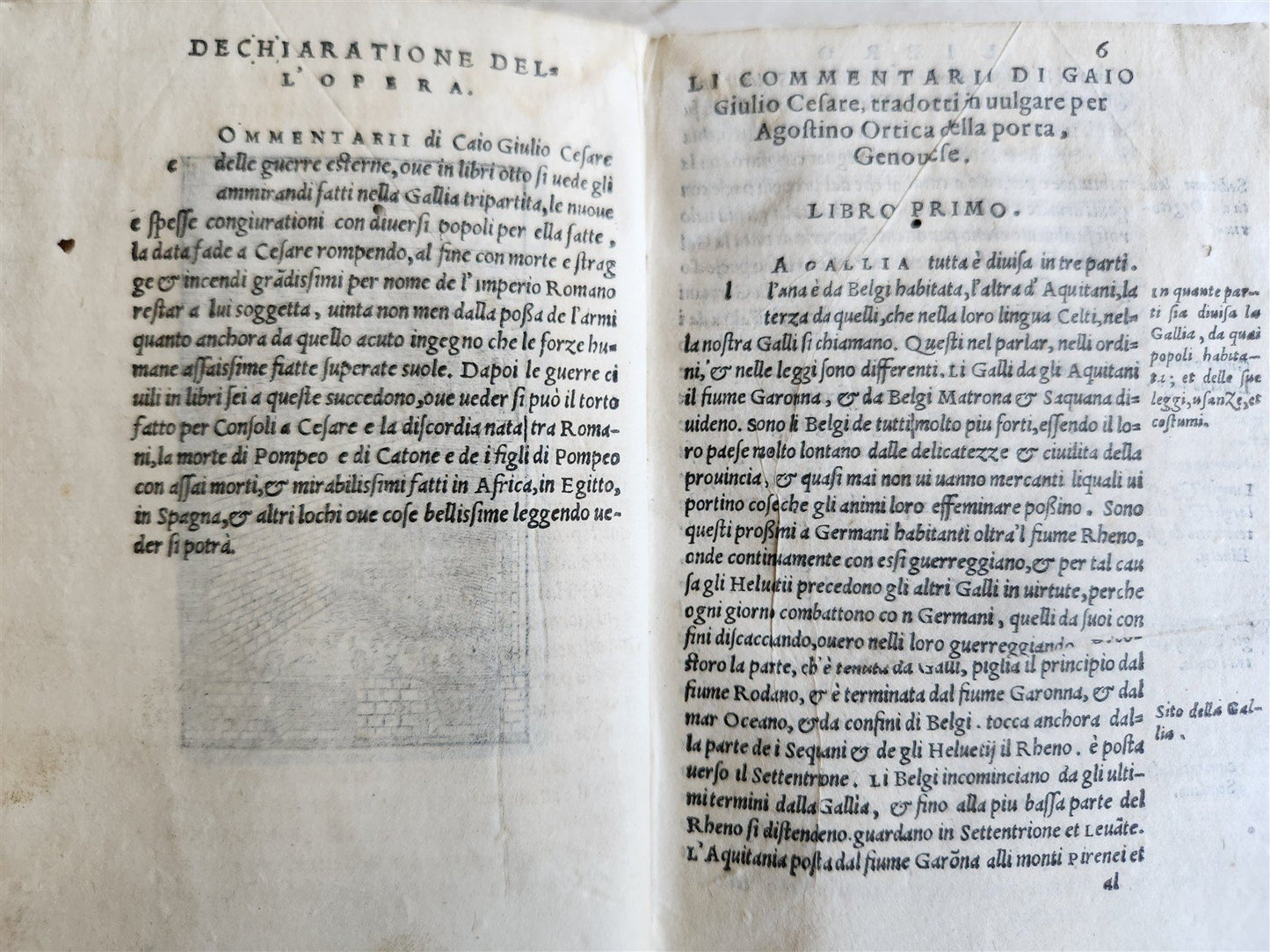 1562 CAESAR Caius Julius ILLUSTRATED Commentarii in ITALIAN antique VELLUM BOUND