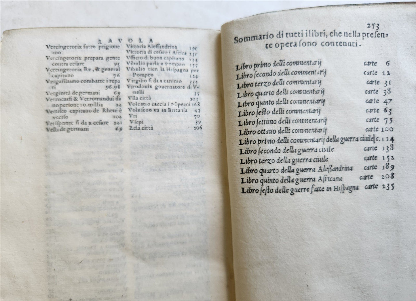 1562 CAESAR Caius Julius ILLUSTRATED Commentarii in ITALIAN antique VELLUM BOUND