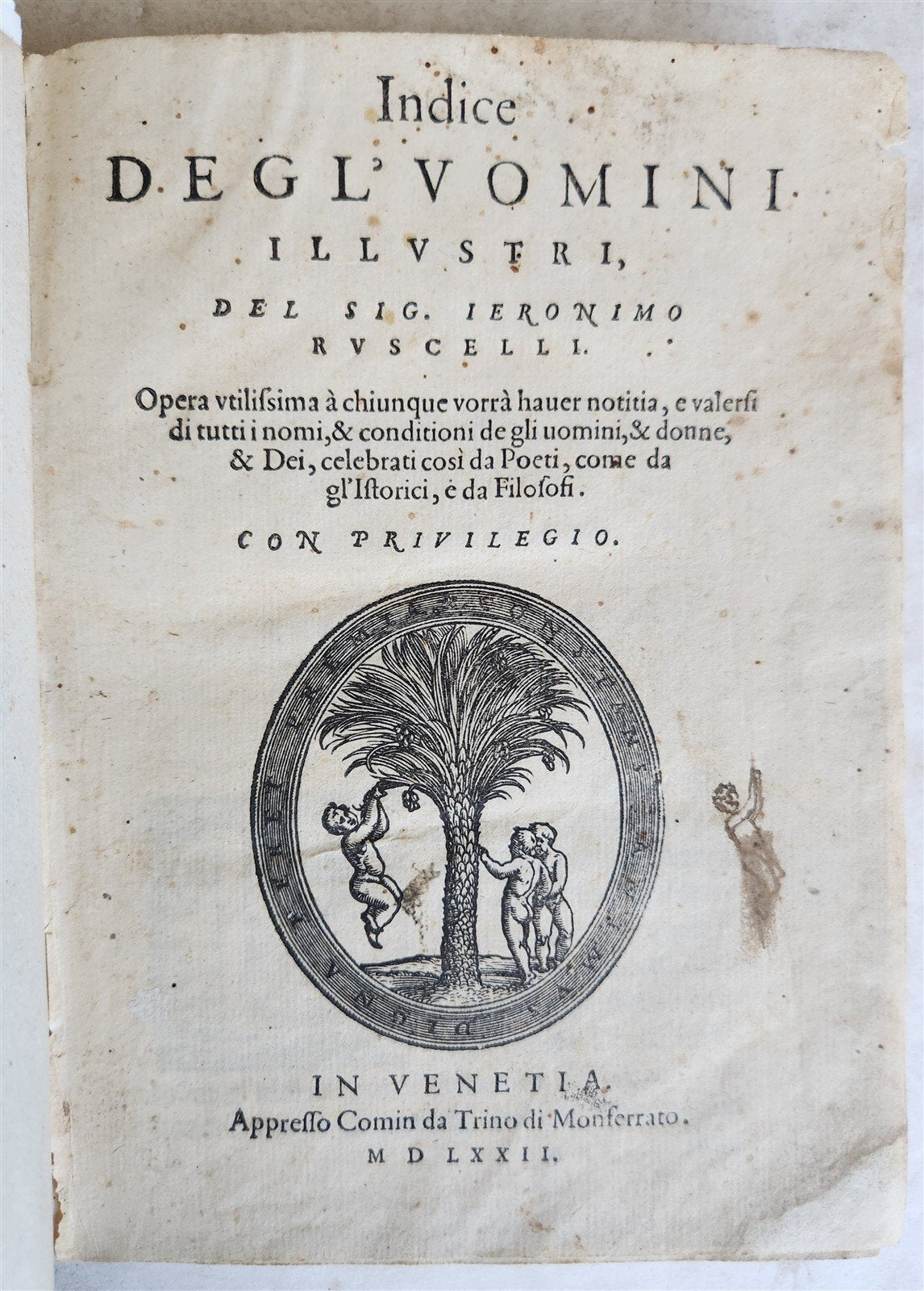 1572 EARLY BIOGRAPHICAL DICTIONARY by Girolamo RUSCELLI antique 16th CENTURY