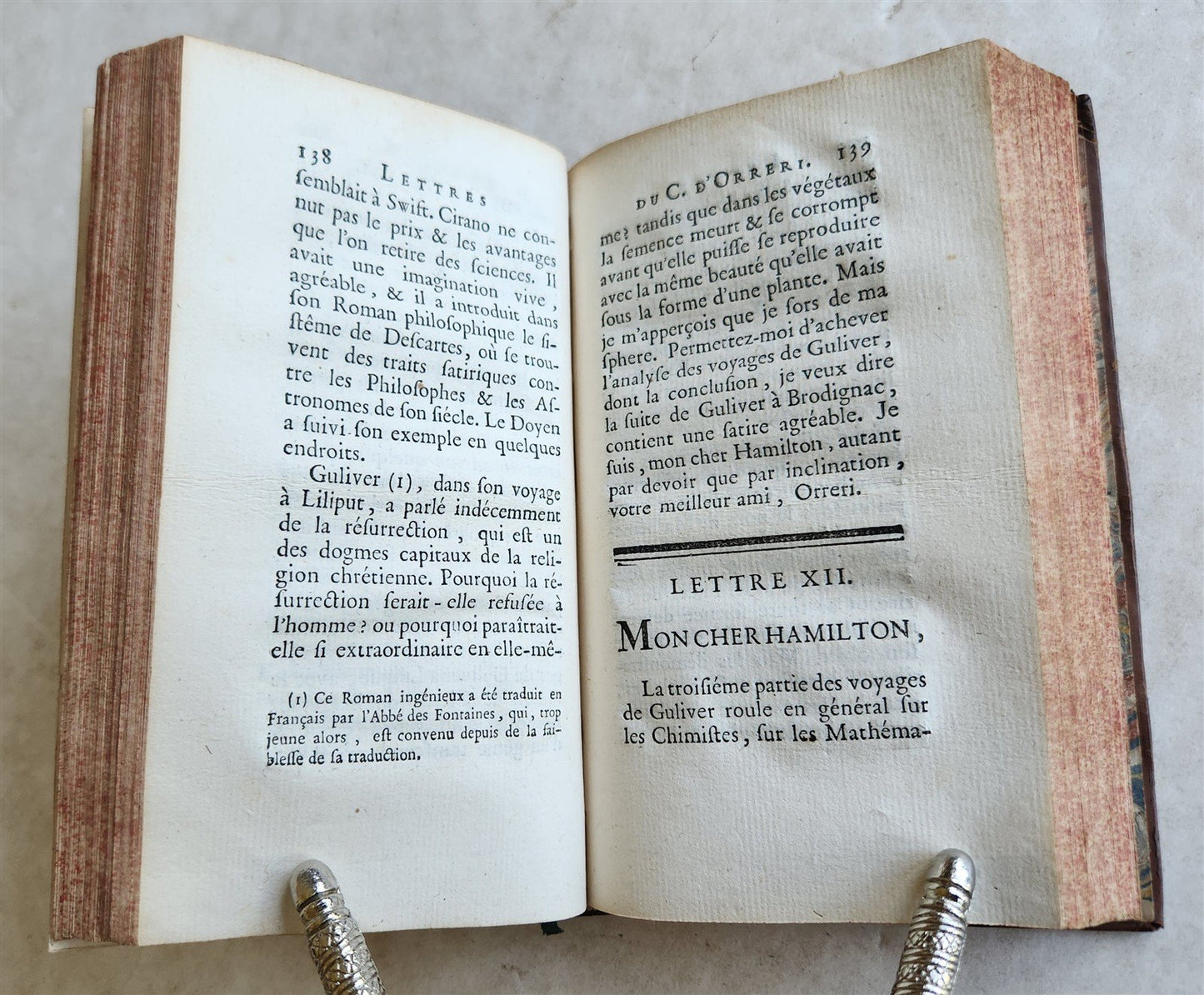 1753 ORRERY'S Remarks on Life & Writings of Dr. JONATHAN SWIFT antique in FRENCH