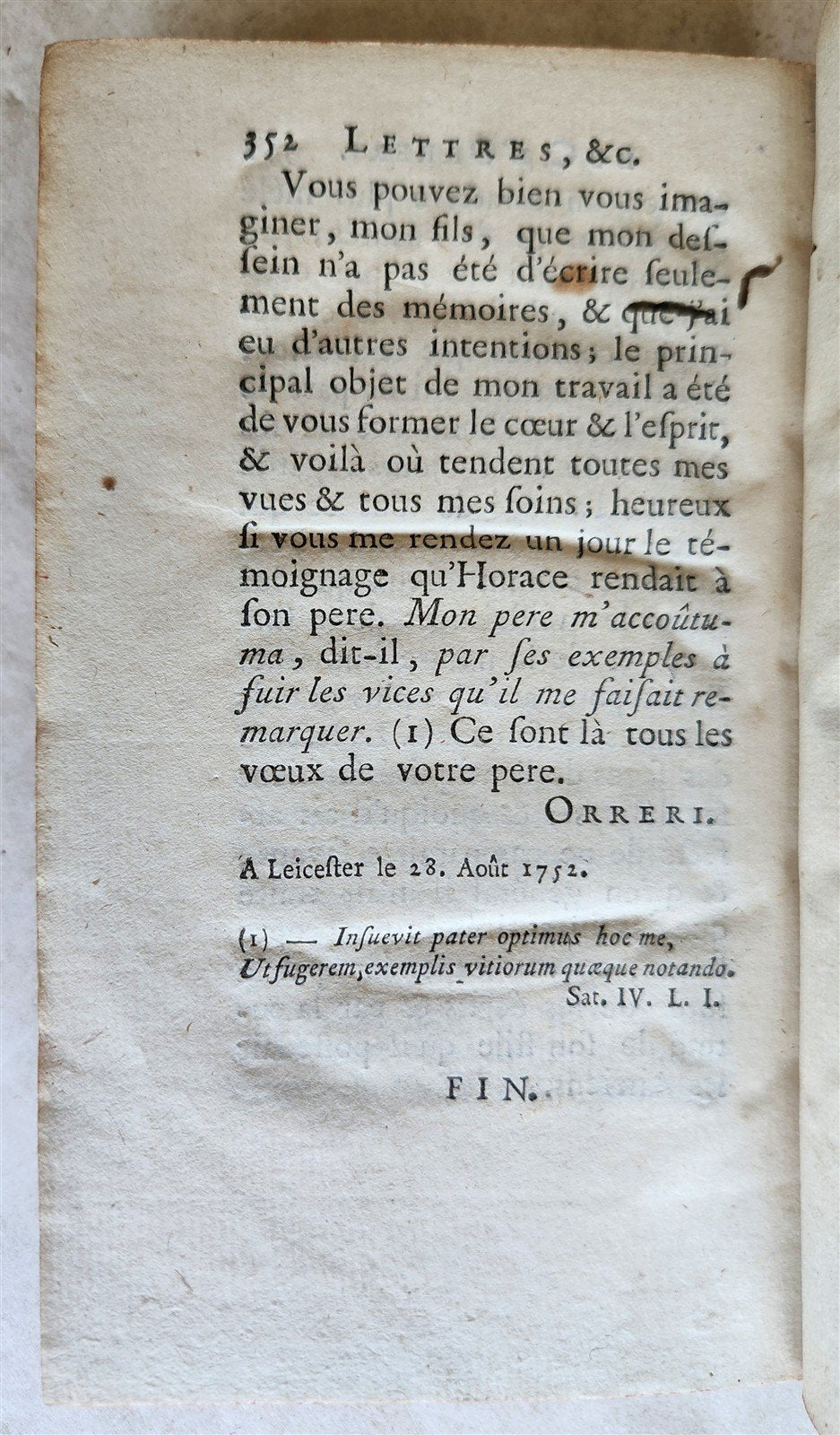 1753 ORRERY'S Remarks on Life & Writings of Dr. JONATHAN SWIFT antique in FRENCH
