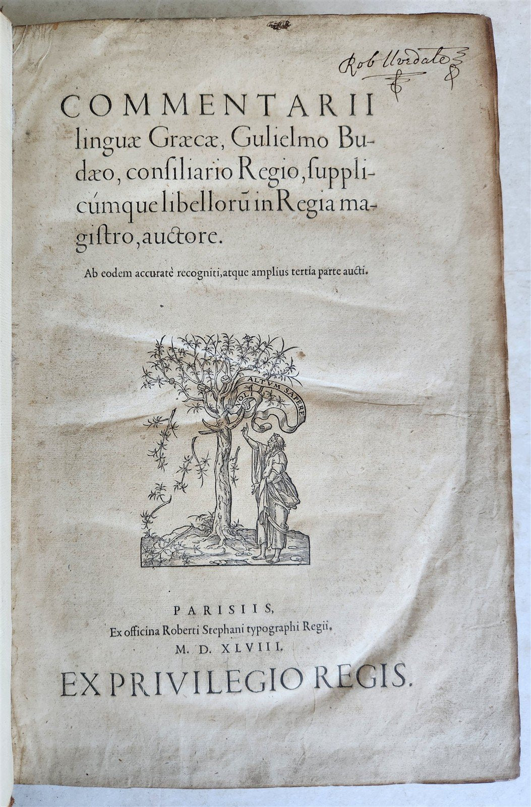 1548 Guillaume BUDÉS WORK ON GREEK LANGUAGE antique 16th century FOLIO