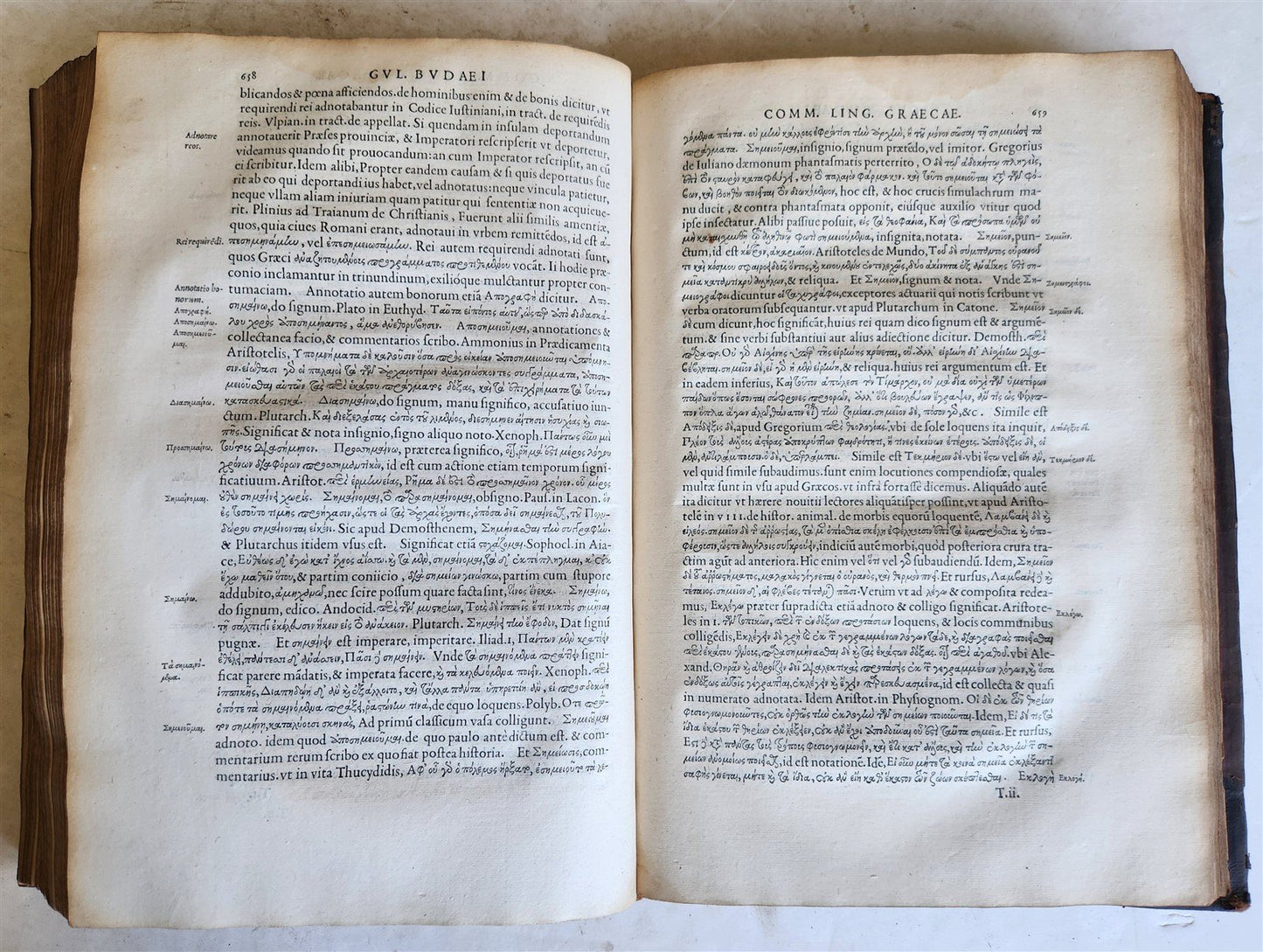 1548 Guillaume BUDÉS WORK ON GREEK LANGUAGE antique 16th century FOLIO
