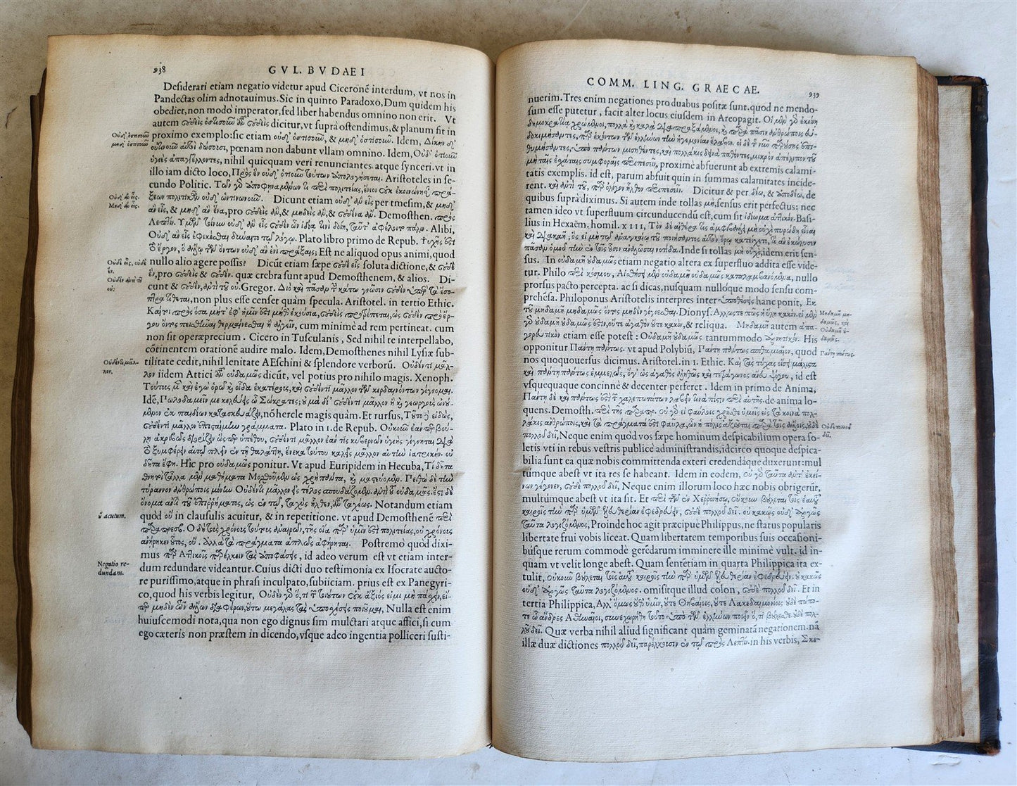 1548 Guillaume BUDÉS WORK ON GREEK LANGUAGE antique 16th century FOLIO