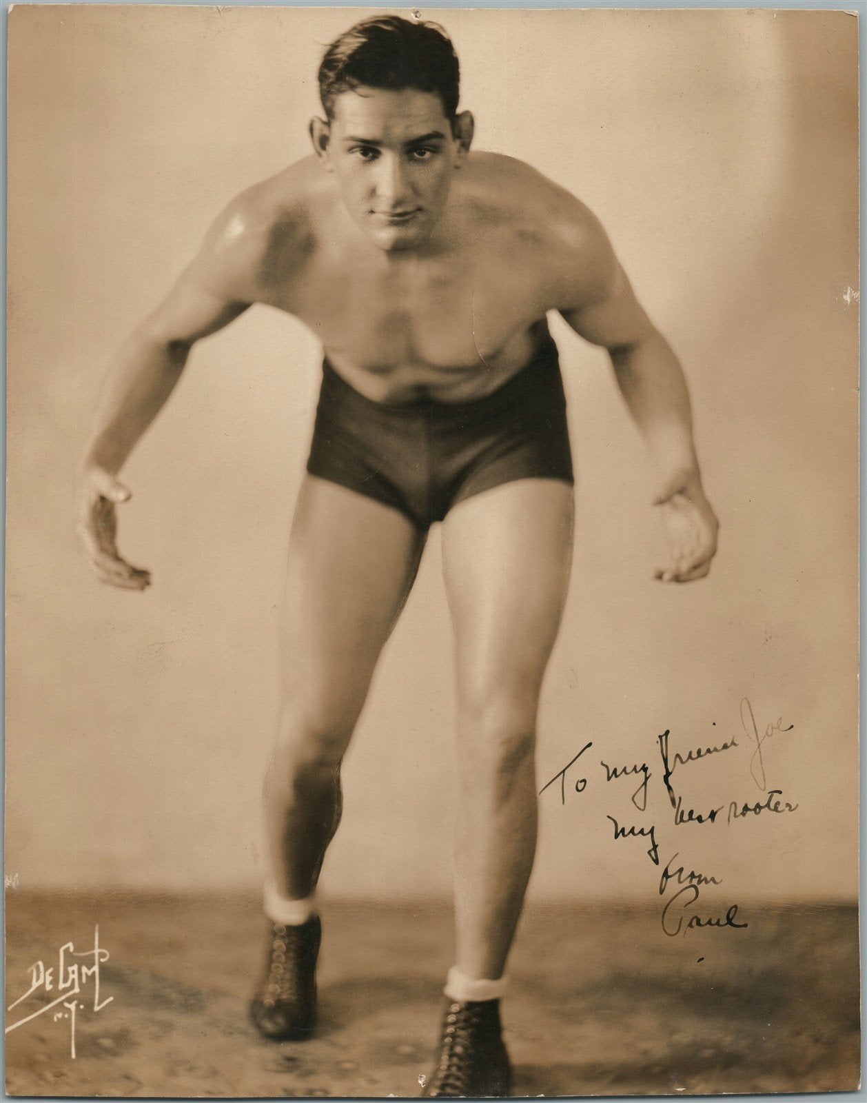 WRESTLER signed ANTIQUE PHOTO size 7 x 9" NEW YORK