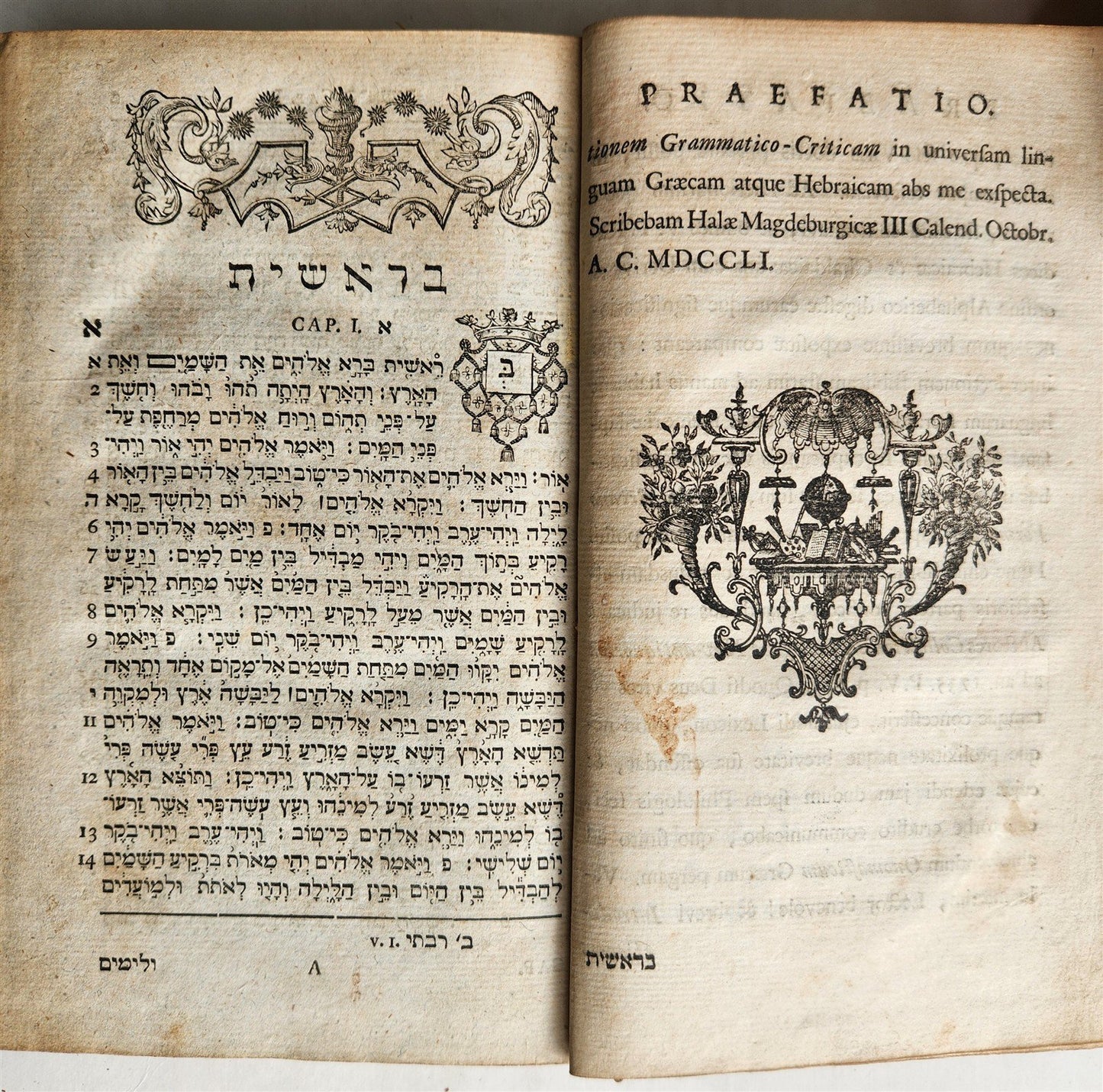 1753 BIBLE in HEBREW antique BIBLIA HEBRAICA MANUALIA w/ FOLDING ENGRAVINGS