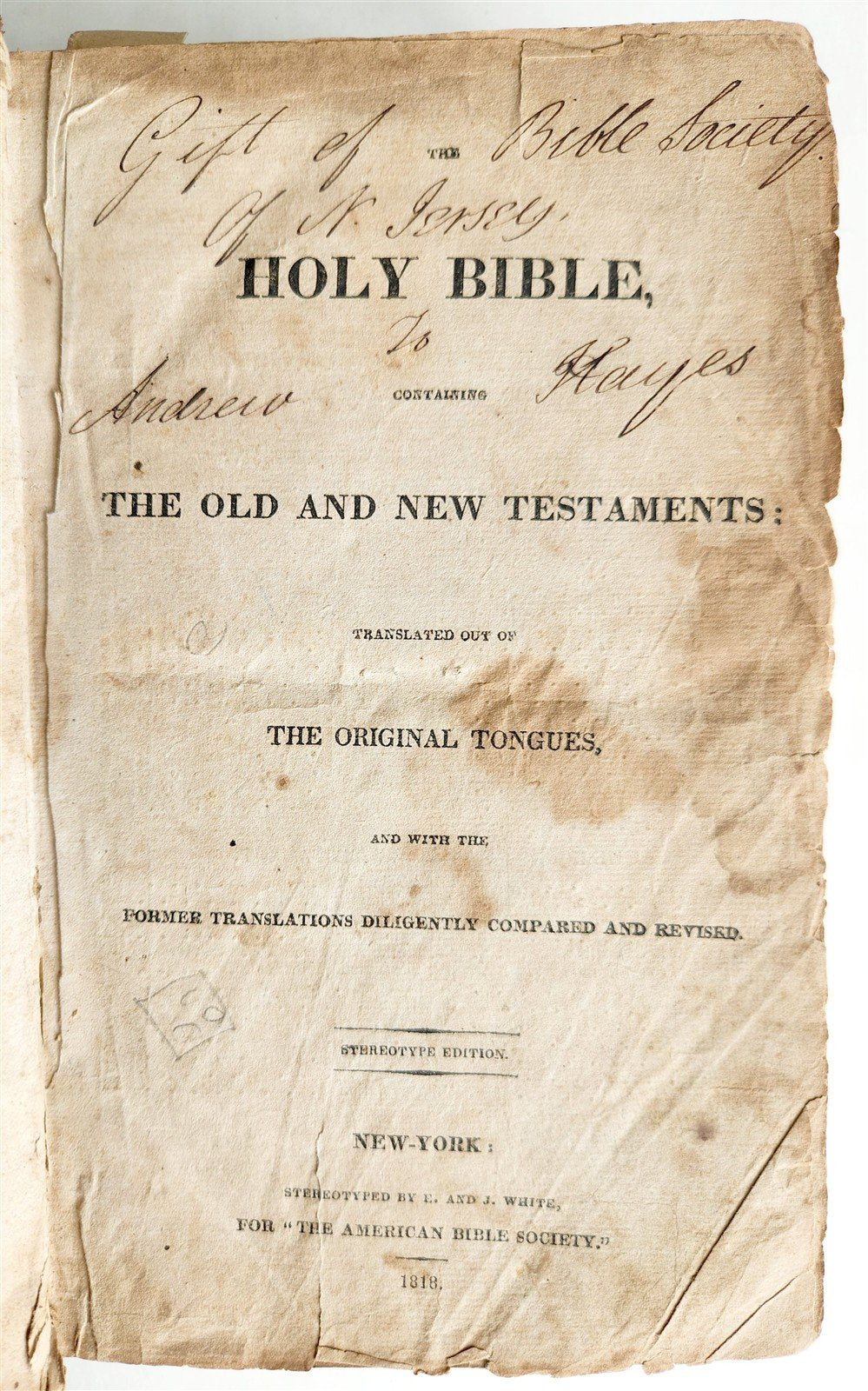 1818 BIBLE in ENGLISH antique AMERICANA New York