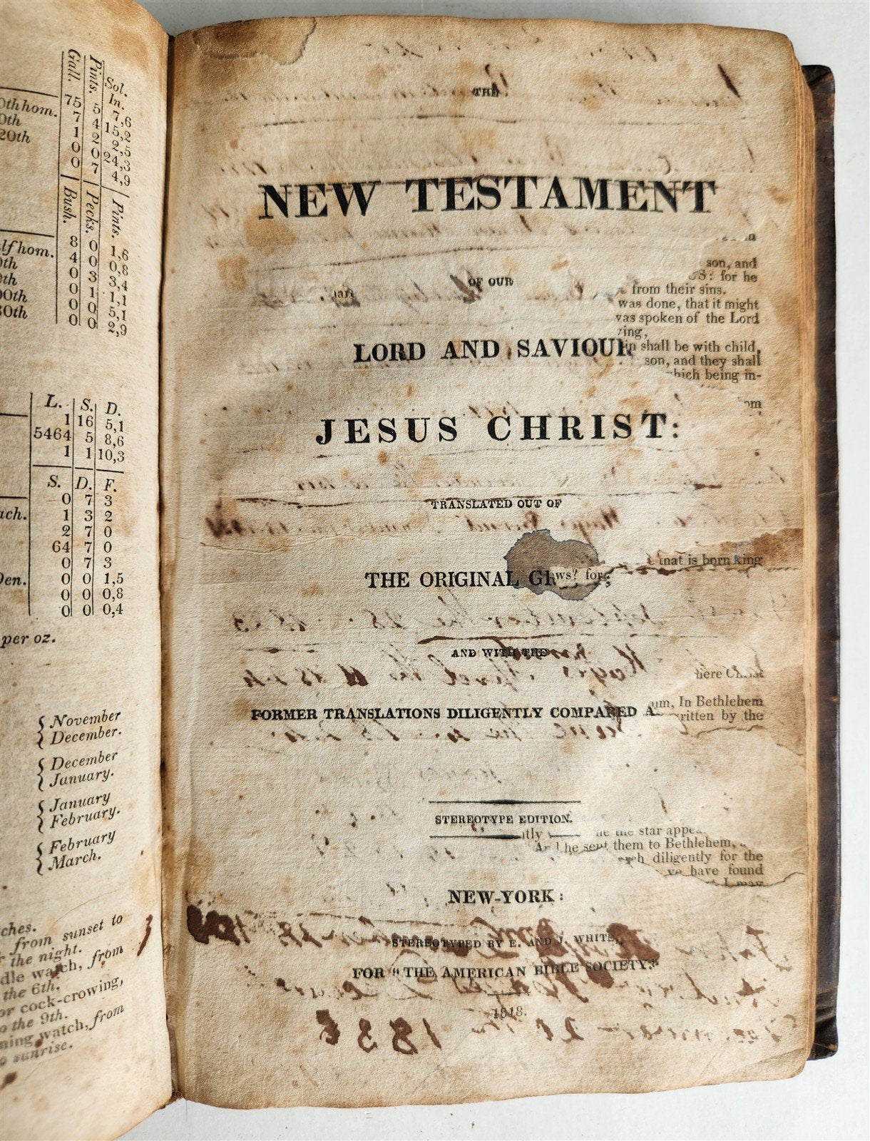 1818 BIBLE in ENGLISH antique AMERICANA New York